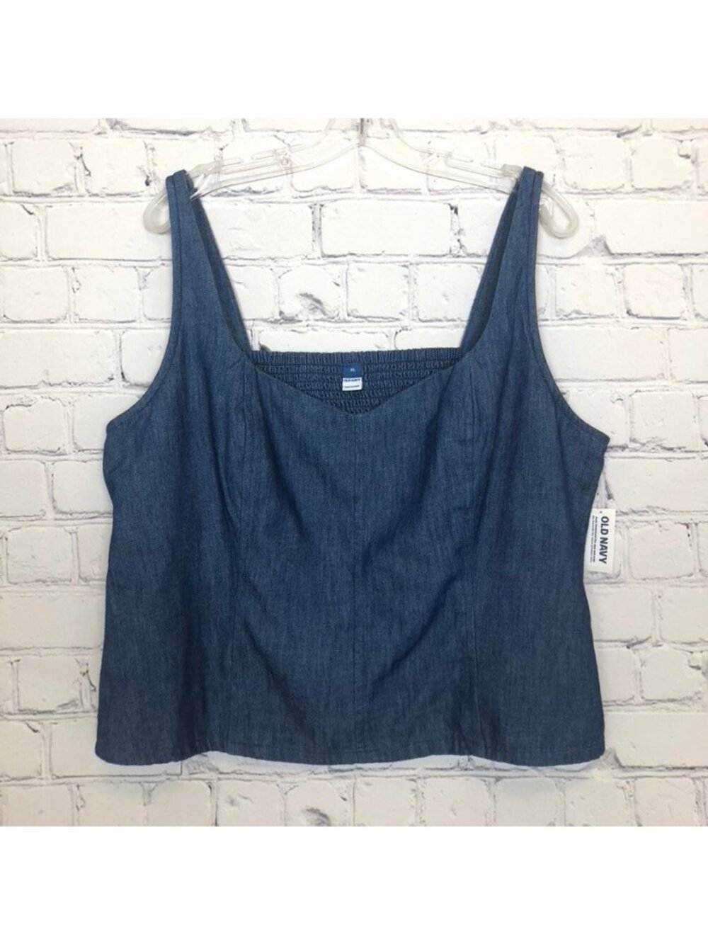 NWT Old Navy Denim Sleeveless Sweetheart Top Size XL 100% Cotton